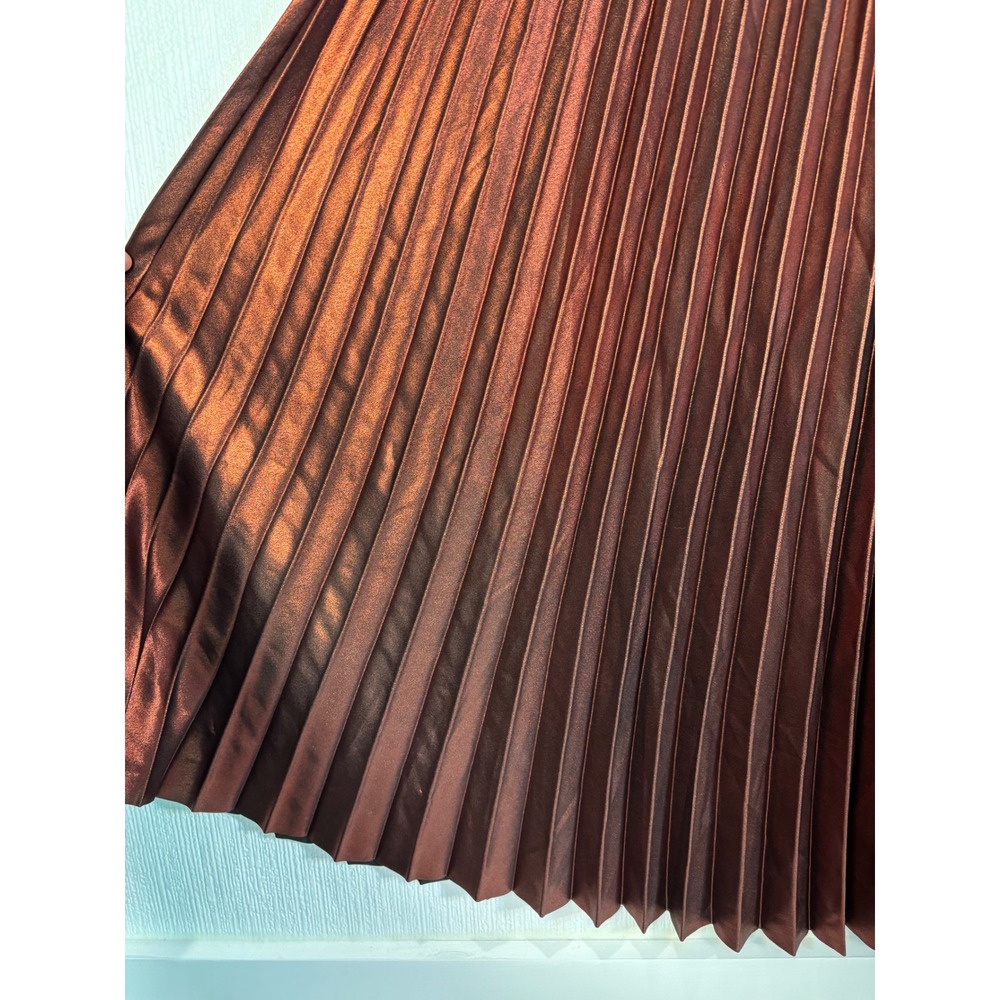 House of Harlow 1960 Pleated Shimmering Copper Party Skirt Sz M Fall - Picture 10 of 15